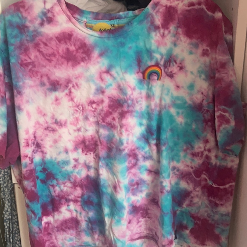 Tie die rainbow aviator nation boyfriend tee